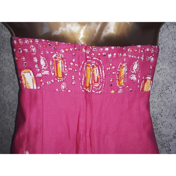 Lilly Pulitzer Sz 4 FOOLS JEWELS Strapless Hot Daiquiri Pink Dress - Picture 6 of 7